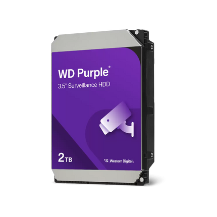Official product image of the Western Digital WD23PURZ 2TB surveillance hard drive.