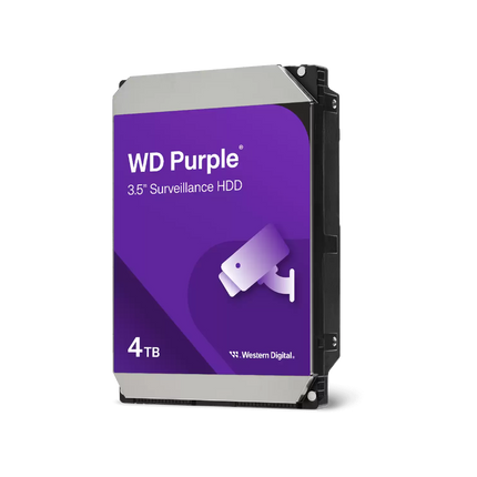 Western Digital WD43PURZ 4TB Purple Surveillance hard drive for CCTV and NVR systems.