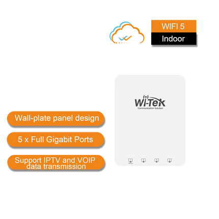 Wi - Tek Wi - Fi 5 1300Mbps Gigabit Wall - plate Wireless Access Point - CCTV Guru