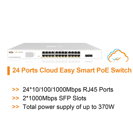 Wi - Tek 24 Ports Cloud Easy Smart PoE Switch - CCTV Guru