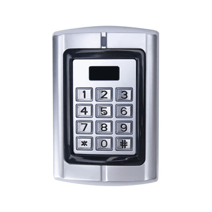 WKP20 standalone door controller with HID Prox and EM card reader keypad front view — metal backlit 12-key access control keypad for Australian commercial and Tecom Challenger installations