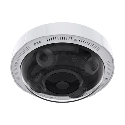AXIS P3738-PLE (02635-001) 32MP multidirectional camera featuring four 4K varifocal sensors and 360° IR illumination in a rugged white housing.