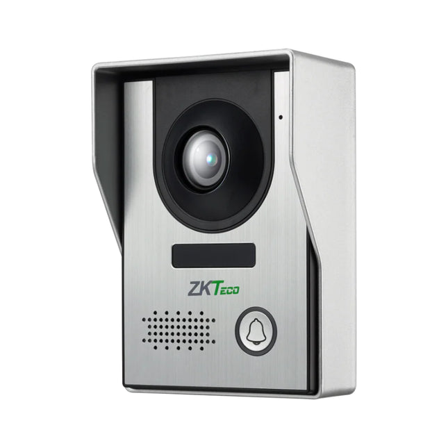 Close-up of the 2-megapixel high-definition camera on the ZKTeco wide intercom module, showcasing its 120-degree wide-angle lens field of view and integrated infrared LEDs for night vision security.
