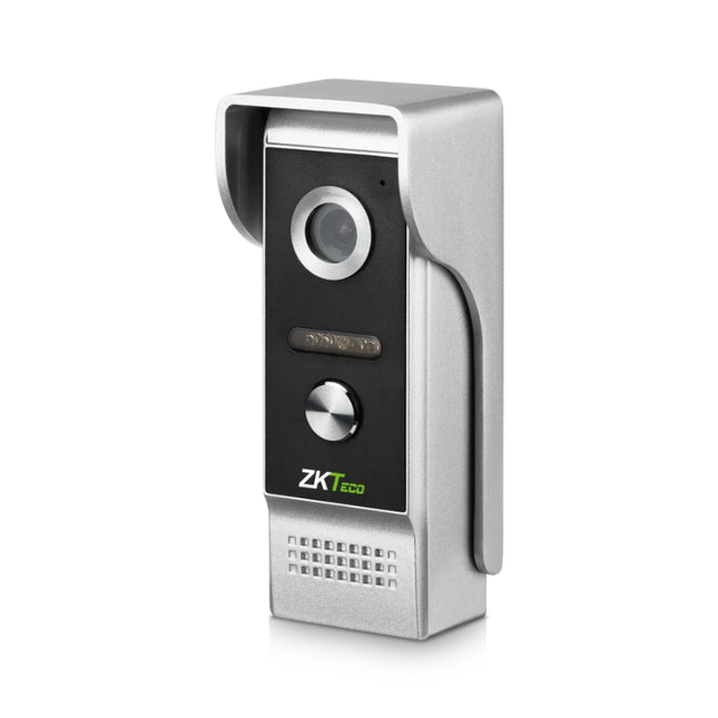 Close-up of the 2-megapixel high-definition camera on the ZKTeco VE01-A50L door station, highlighting its 120-degree wide-angle lens and integrated infrared LEDs for night vision.