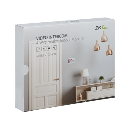 Detail view of the capacitive touch buttons on the ZKTeco VM07-A50L indoor intercom screen.