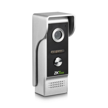 Front view of the ZKTeco VE01-A50L 4-wire villa outdoor station intercom featuring a 2MP camera lens, illuminated call button, and a durable metallic faceplate.