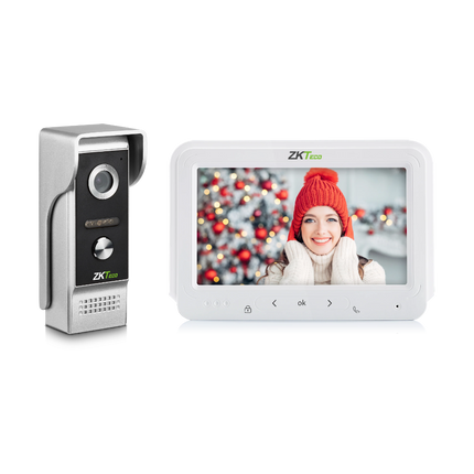 Front view of the ZKTeco VM07-A50L indoor monitor showing touch-sensitive control buttons.