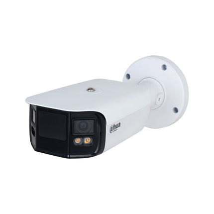 Dahua DH-IPC-PFW5849-A180-E2-ASTE white dual-lens panoramic bullet camera, angled view