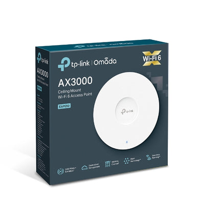 TP-Link EAP650 AX3000 Ceiling Mount WiFi 6 Access Point, 574 Mbps 2.4 GHz/2402 Mbps 5 GHz, Gigabit Ethernet (RJ-45) Port, OMADA Cloud Managemen, Mesh - CCTV Guru