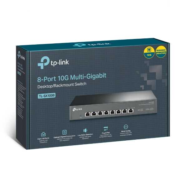 TP-Link TL-SX1008 8-Port 10G Desktop/Rackmount Switch, 160 Gbps, Intelligent Fan Noise adjustment, Metal Casing, Plug and Play - CCTV Guru