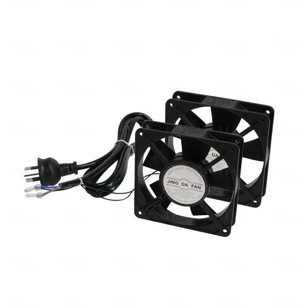 LDR 2 Way Fan Kit with power switch - 2x Fans - Black Metal Construction - For Installation in LDR Hinged & Single Section Racks - CCTV Guru