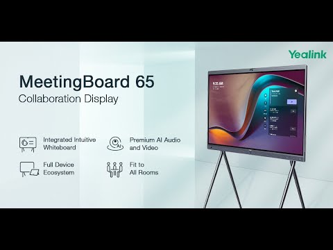 Yealink 65'' Android based Teams MeetingBoard for Small and Medium Rooms, includes wall mount bracket, 4x stylus pens (includes 2 year AMS)